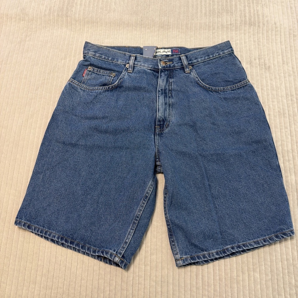 Vintage 90s Bugle Boy Jeans 750 Blue Denim Shorts Mens Size 32 x 10* Baggy Jorts